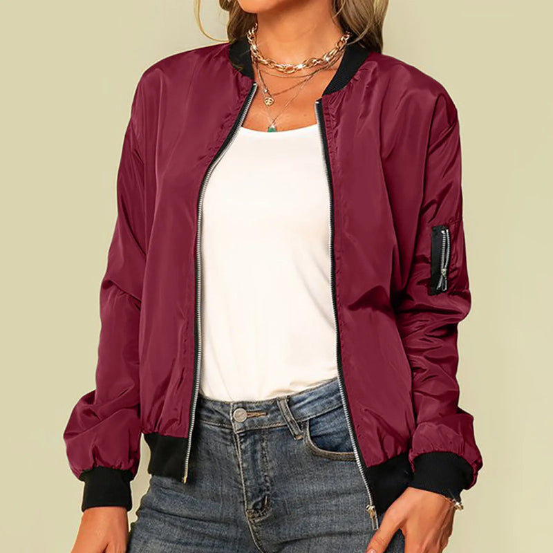 Fashion Solid Jackets Zipper Coats Casual