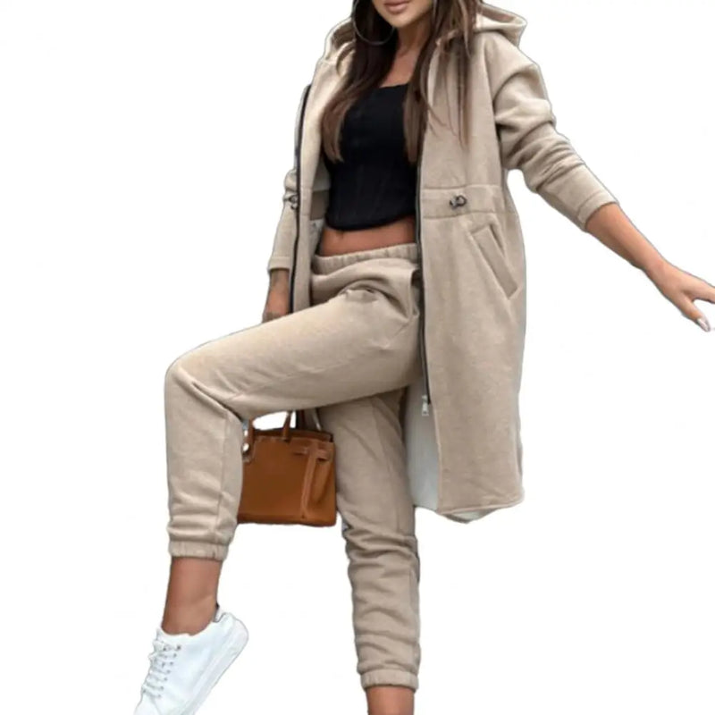 Pants Set Tracksuit Zipper Hooded Coat