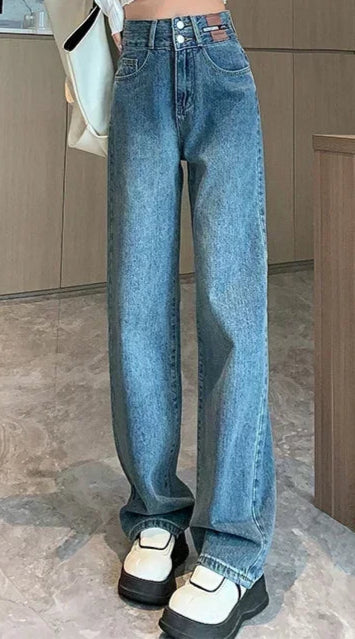Jeans Slim Stretch Casual  Mom Wide Pants