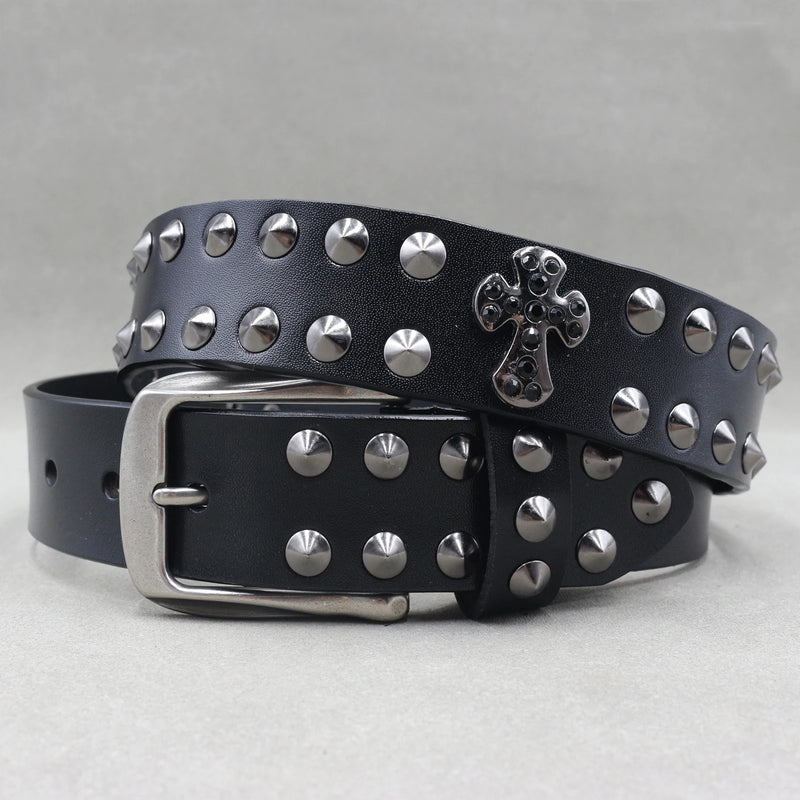 Nice Rivet Genuine Leather Belt Goth Style