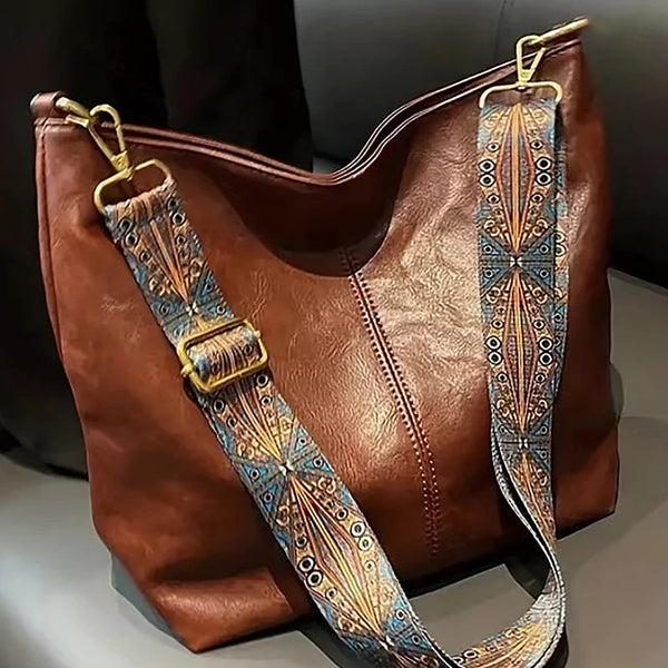 Wide Geometric Strap Shoulder Bag Large Capacity Crossbody