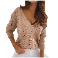 V-neck casual knitwear sweater