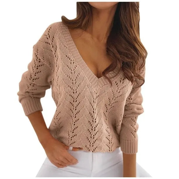 V-neck casual knitwear sweater