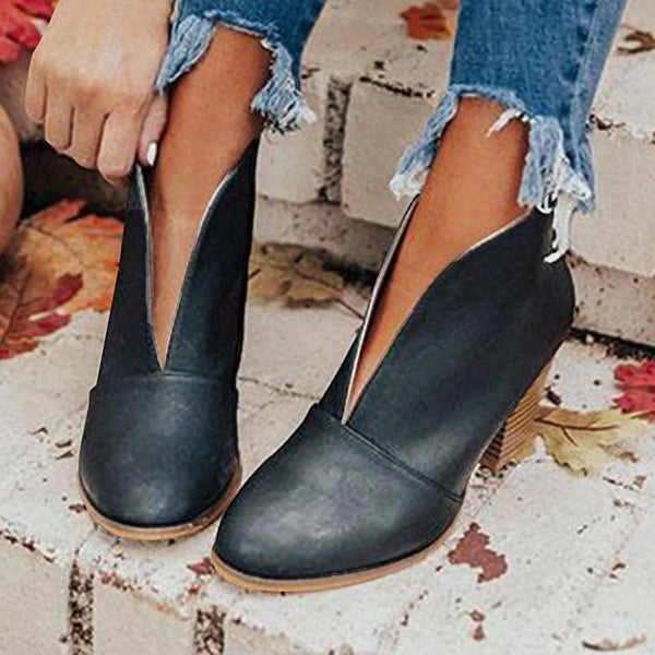 Leather Short Boots Temperament elegant flat