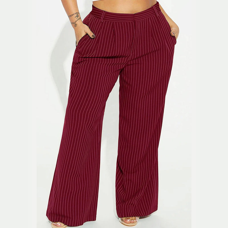 Ladies' plus sized spring loose straight leg casual pants