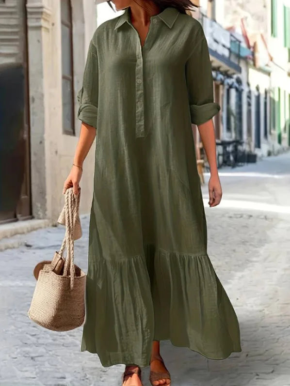 Plus Size Dress Office Lady Spring  Elegant Solid