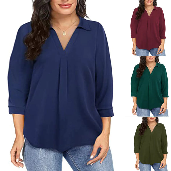 Plus Size Chiffon pullover oversized loose V-neck