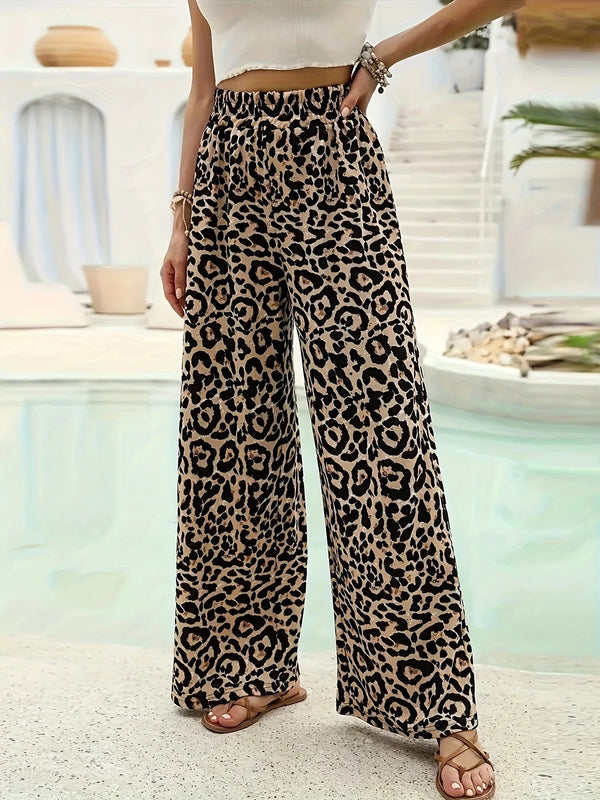 Plus Size Elastic High Waist Leopard Print
