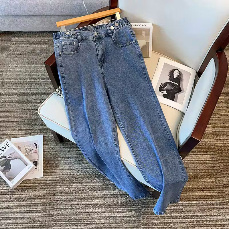 Plus Size Spring Jeans High Waisted Casual - Additional View 4