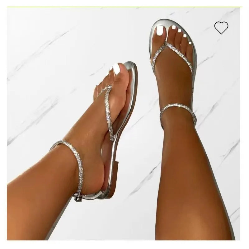 Sandals Beach Flip Flops Fashion Gold Flat Roman