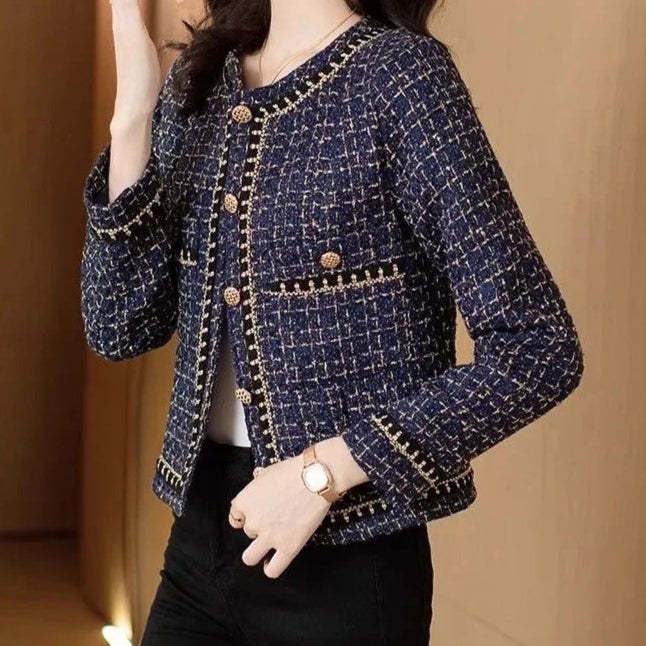 Small Fragrance Tweed Jacket Plaid Outwear