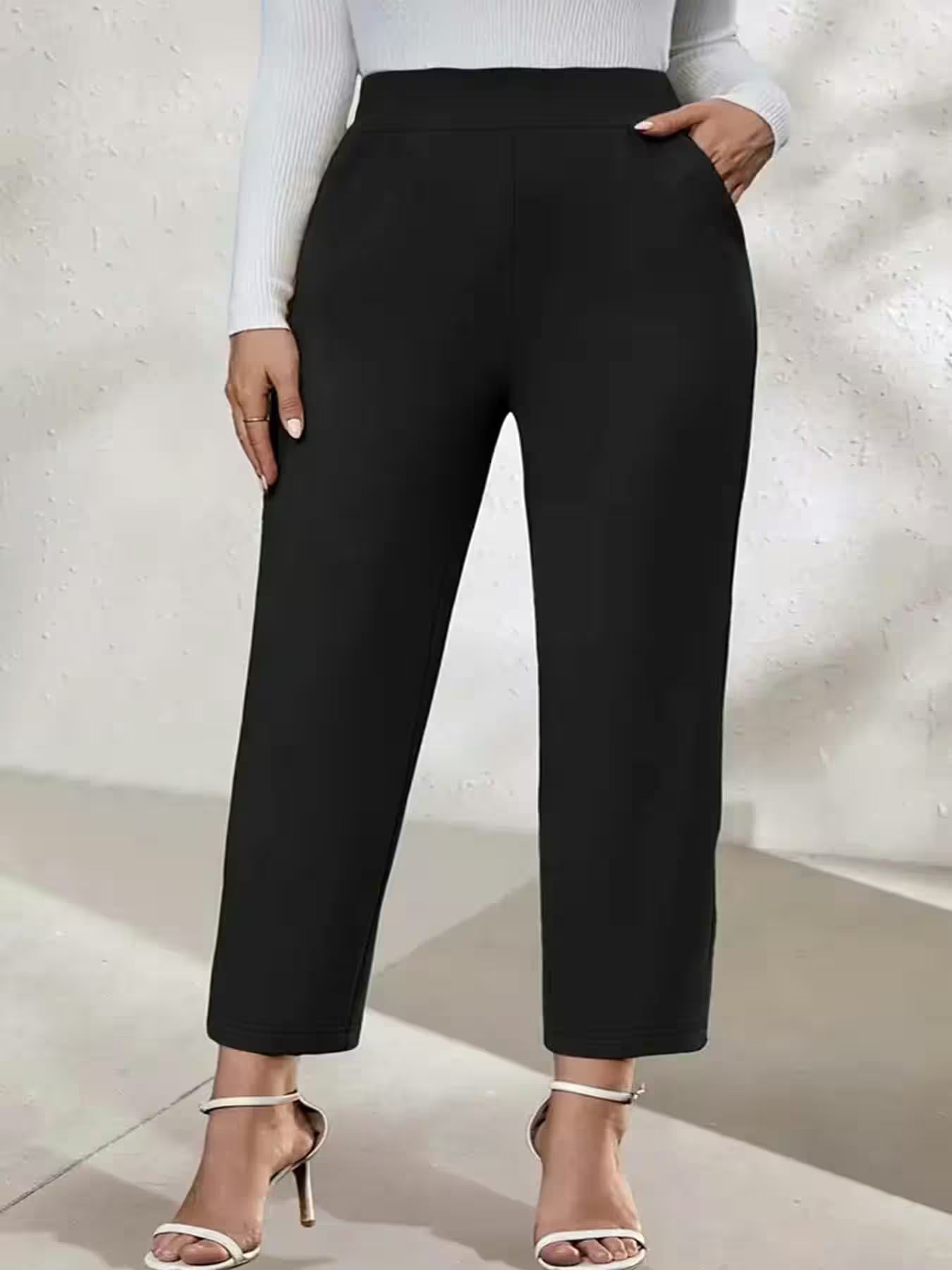 Plus size daily commuting knitted commuter leggings. - Additional View 2