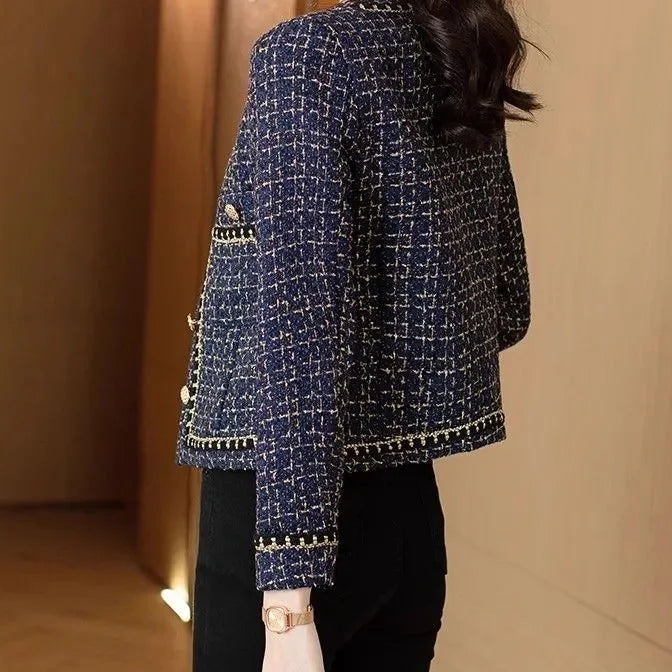 Small Fragrance Tweed Jacket Plaid Outwear