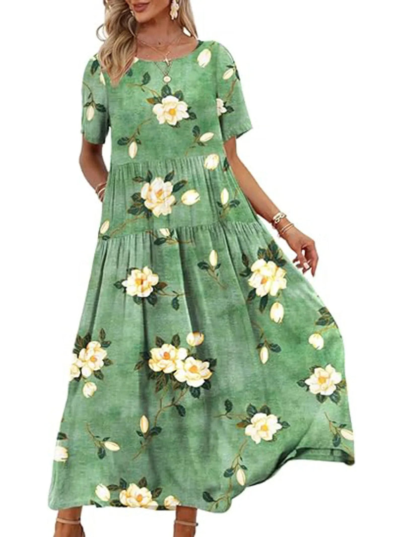 Plus Size Spring Printing Loose-Fit Skirt
