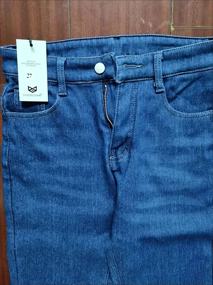 Jeans Hight Waist Thick Slim Straight