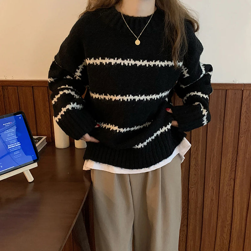 Sweater Casual Pullovers  Basics Knitted