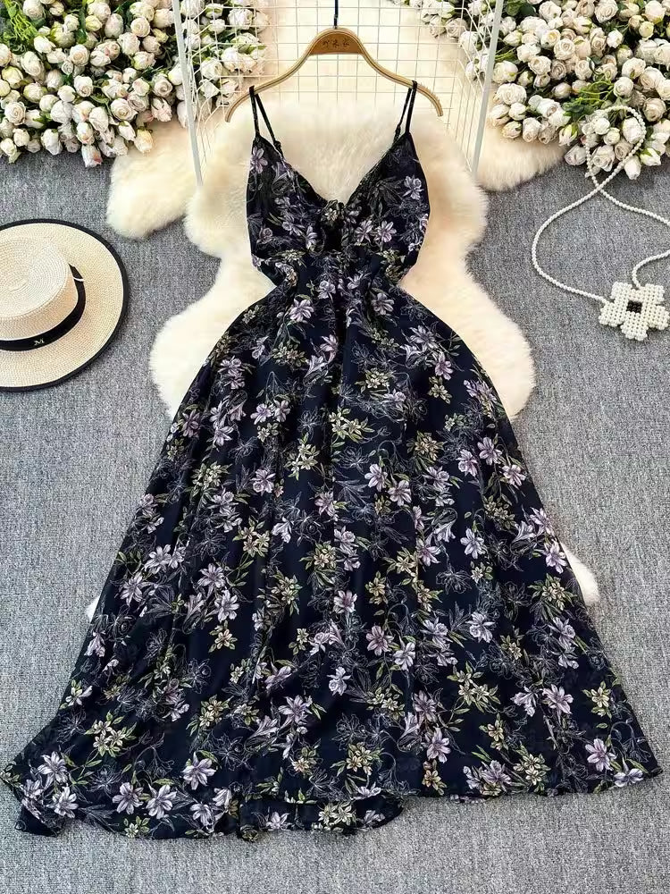 French Vintage Flower Print Dress - Women's Fashion - View 5