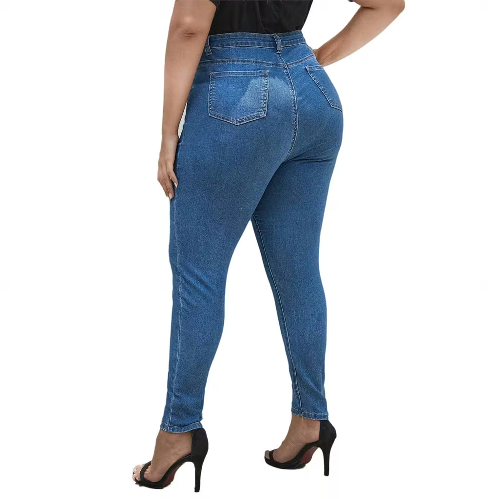 Plus Size Jeans Pants High Waist High Stretchy - Additional View 4