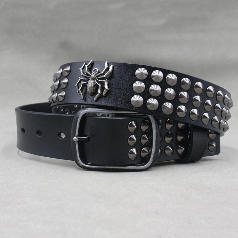Nice Rivet Genuine Leather Belt Goth Style