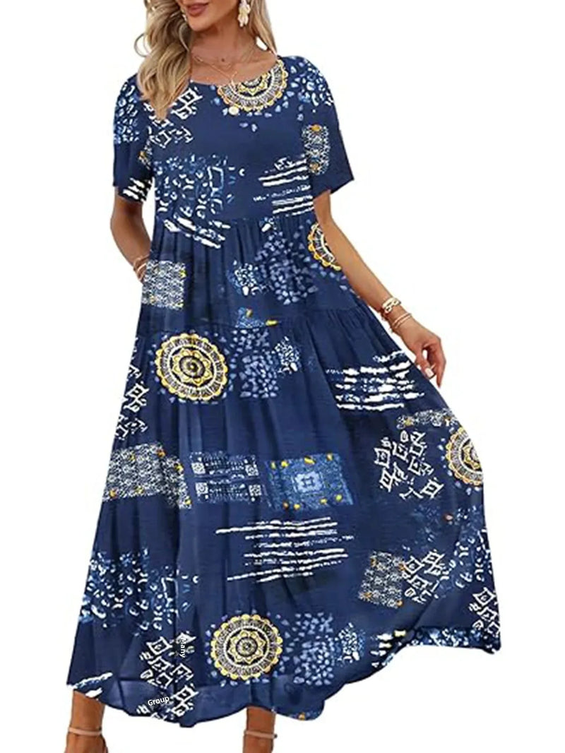 Plus Size Spring Printing Loose-Fit Skirt