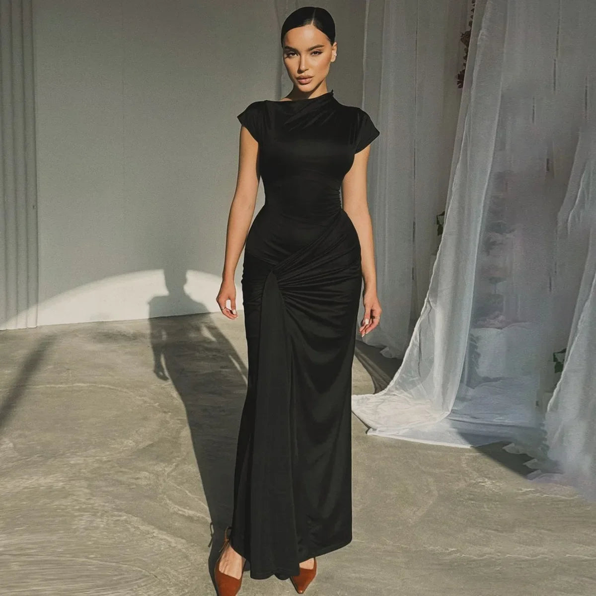 Sexy High Waist Maxi Dress Women Sleeveless Bodycon Evening