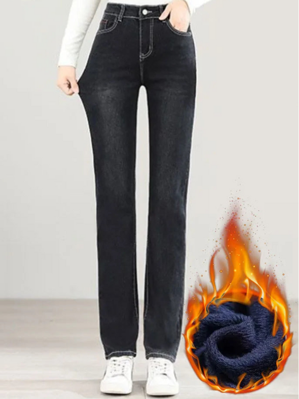 Jeans Hight Waist Thick Slim Straight