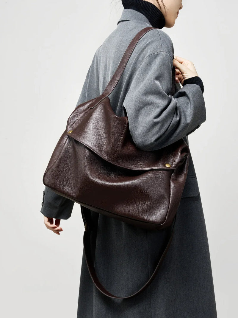 Bag arge capacity shoulder genuine leather