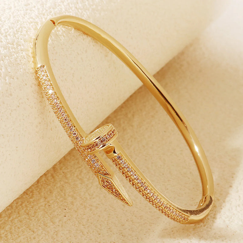 Female Brand Nail Trendy Bracelet Zircon Screw