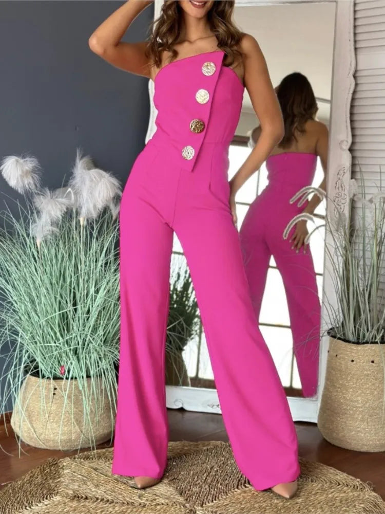Sexy Asymmetrical Bandeau Strapless Jumpsuits