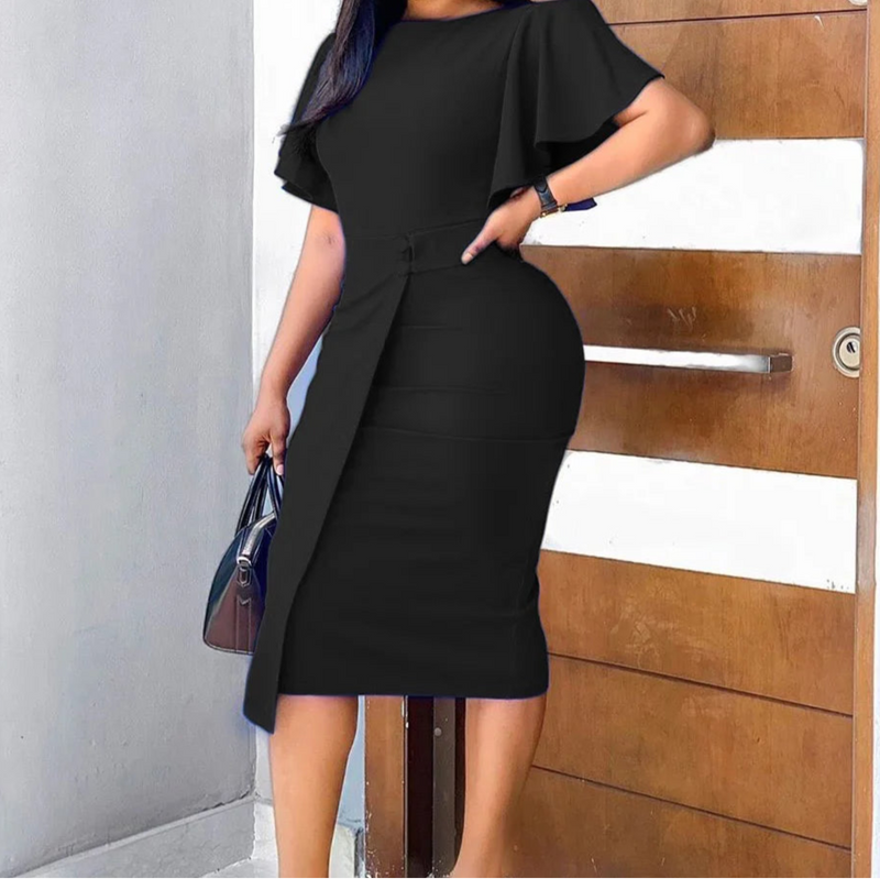 Buttons Sheath Mid Calf Professional Work Dress Midi Hot