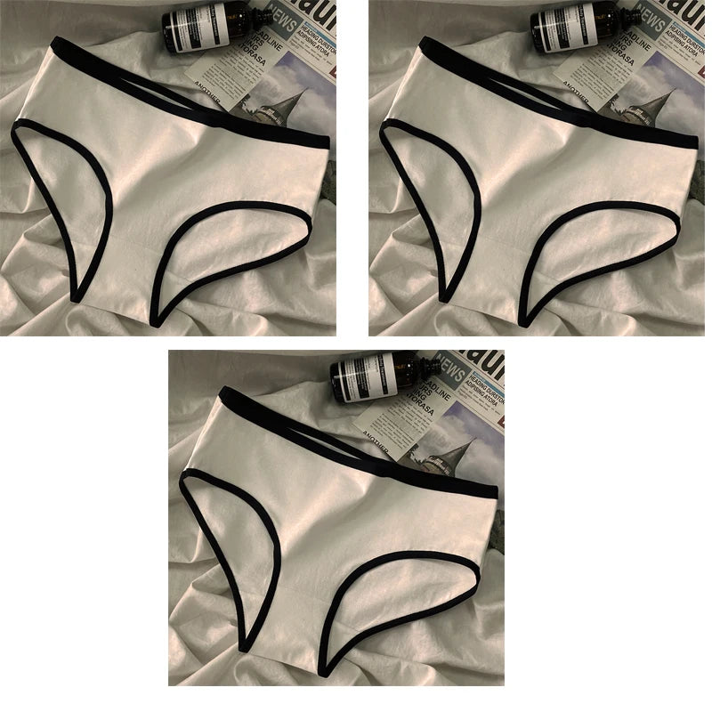 3pcs Sports Cool Style Minimalist Girls' Underwear Mid Waist