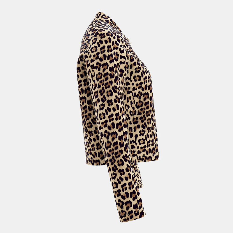 Jackets Fashion Decent Zipper Leopard Print Long Sleeve