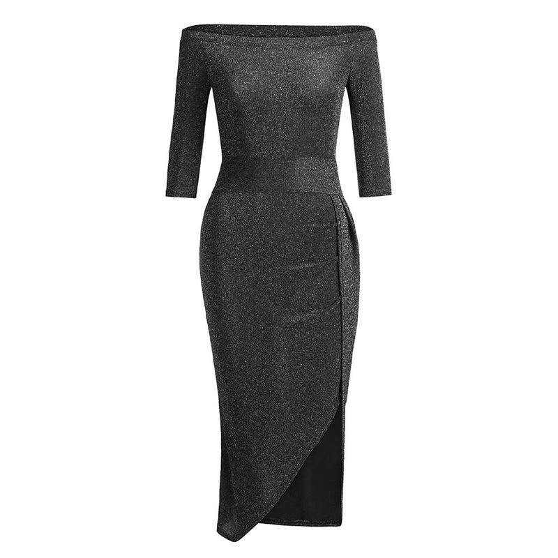 Fashion Sexy Strapless High Slit Tight Dress