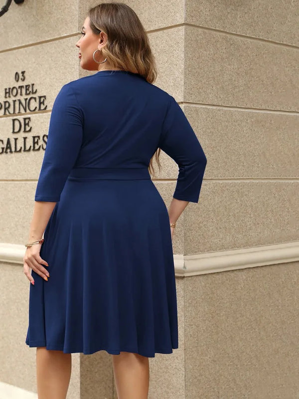 Plus Size Summer Midi Dress V-Neck