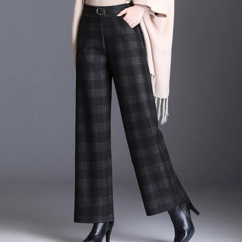 Woolen Wide Leg Pants For Women Autumn Winter