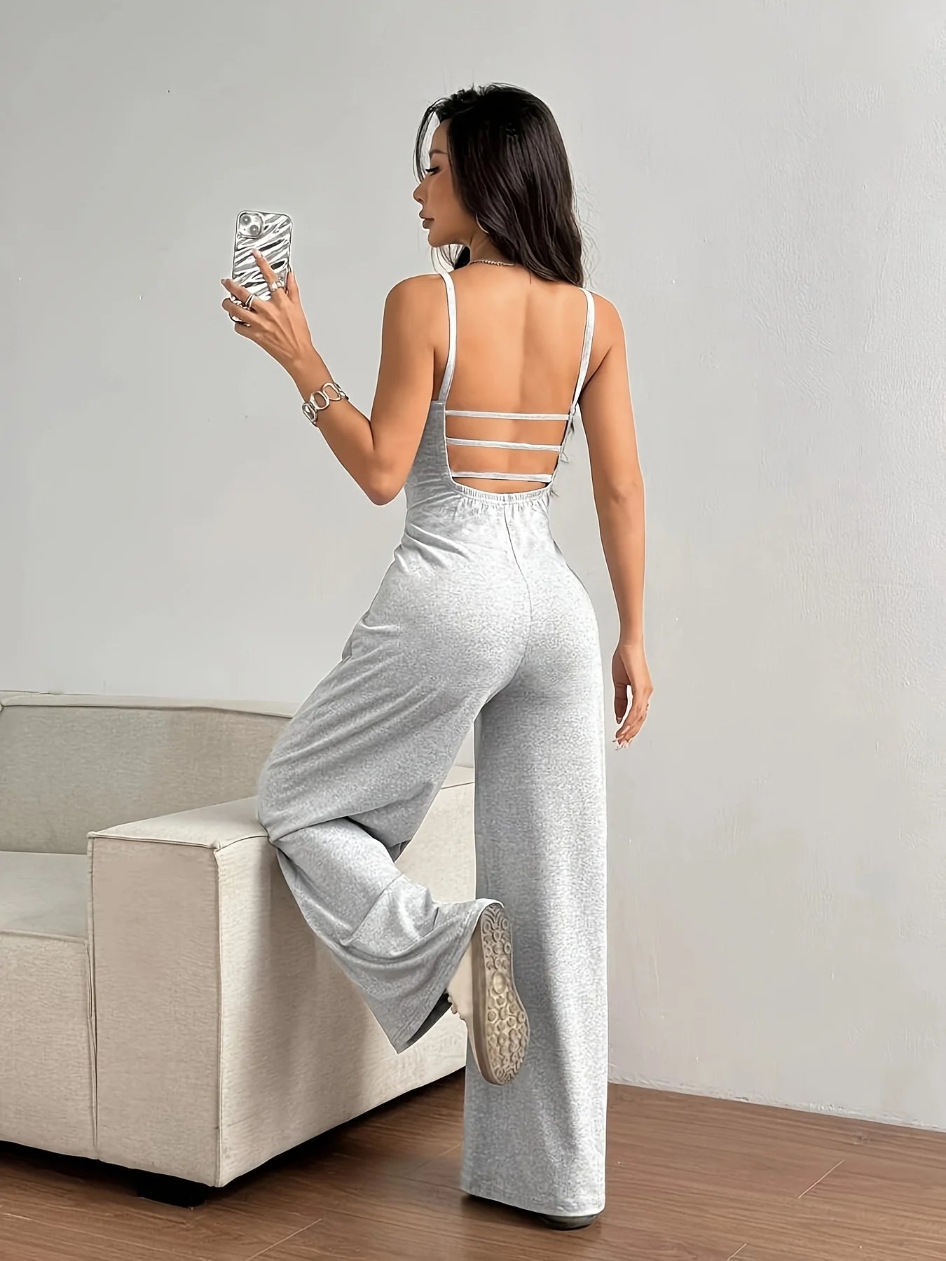 Solid Color Sleeveless Jumpsuit for Women