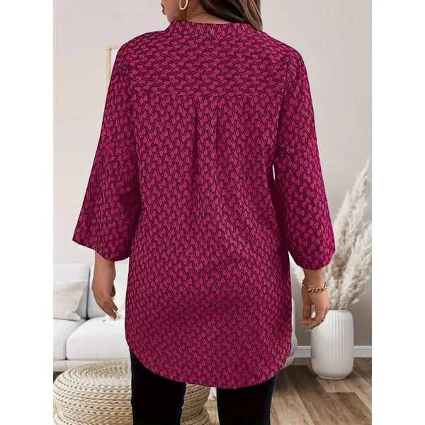 Plus Size1XL-5XL Fashion V-neck Printed Curly Sleeve