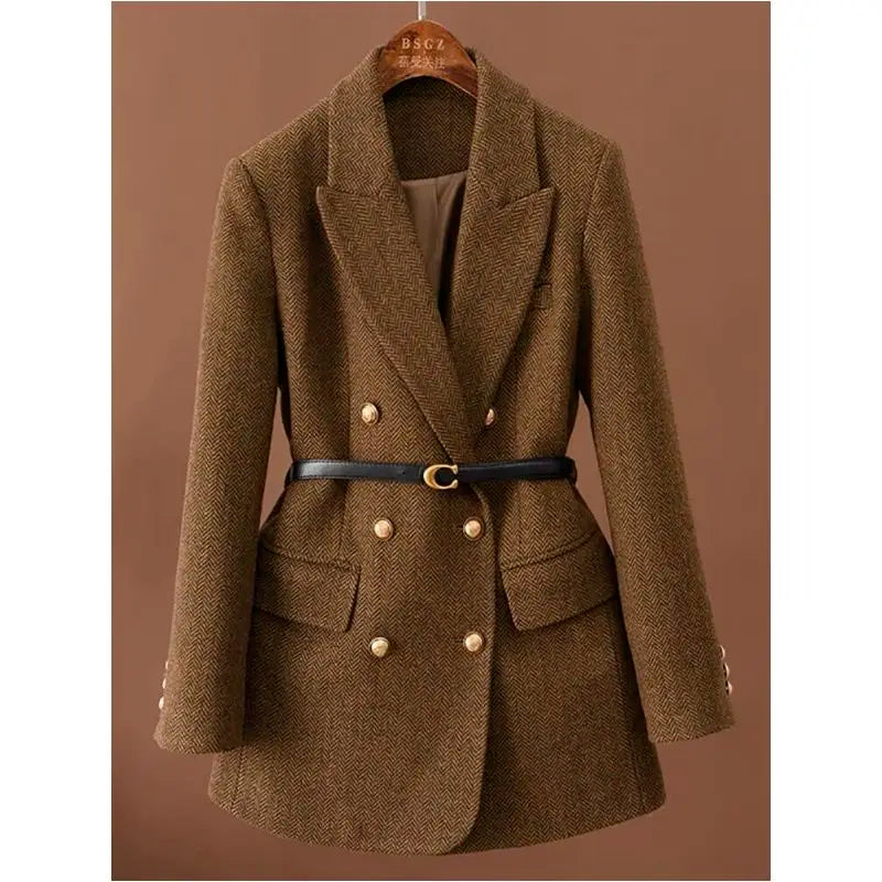 Coat Comes With Belt A Vintage Wool  Autumn And Winter
