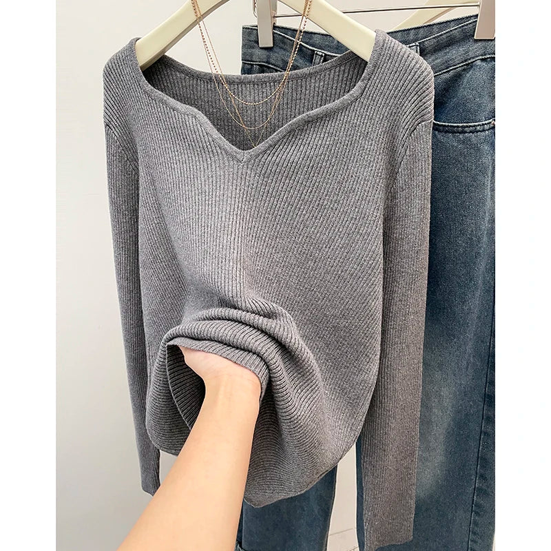 Plus Size Pullover Knitted Warm Sweater Top