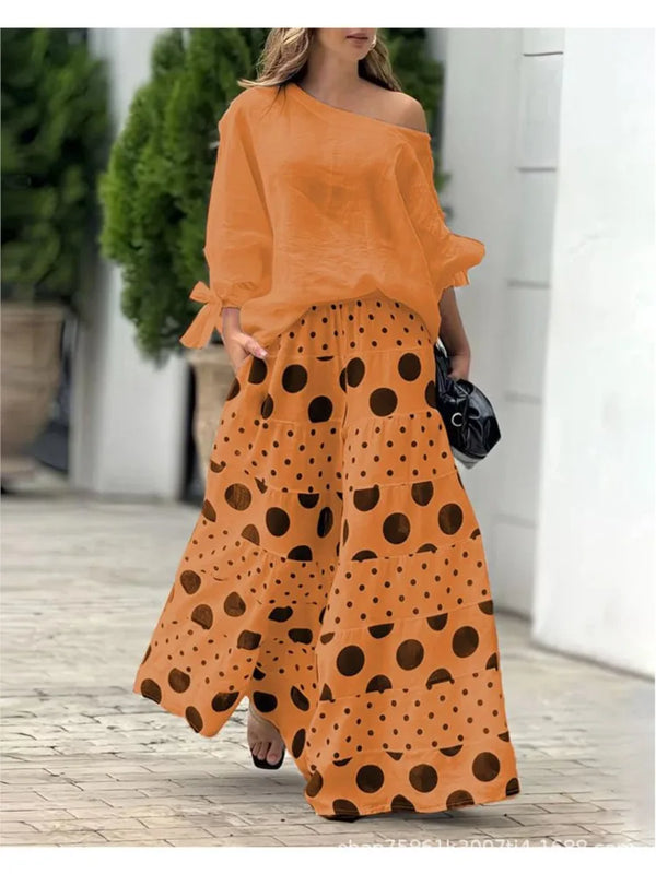 Spring Casual Print Two-piece Suit Elegant