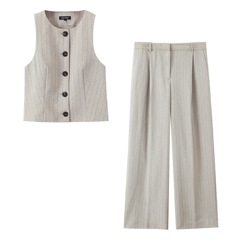Wide Leg Long Pants 2 Piece Set 2025