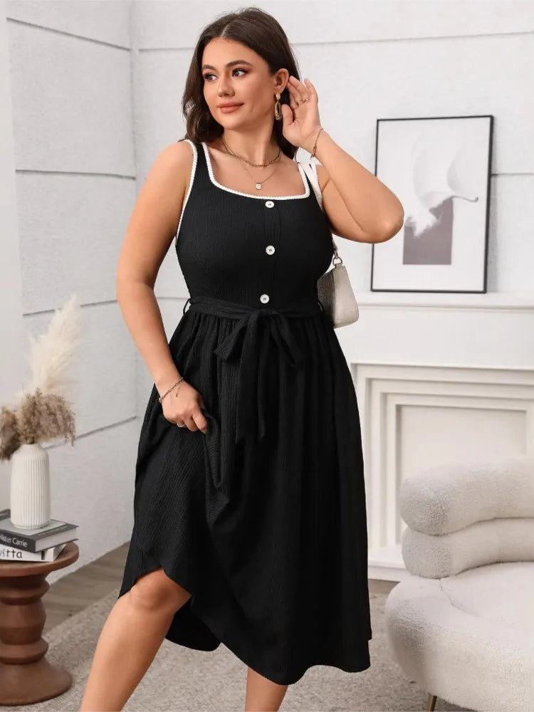 Plus Size Square Collar Dress