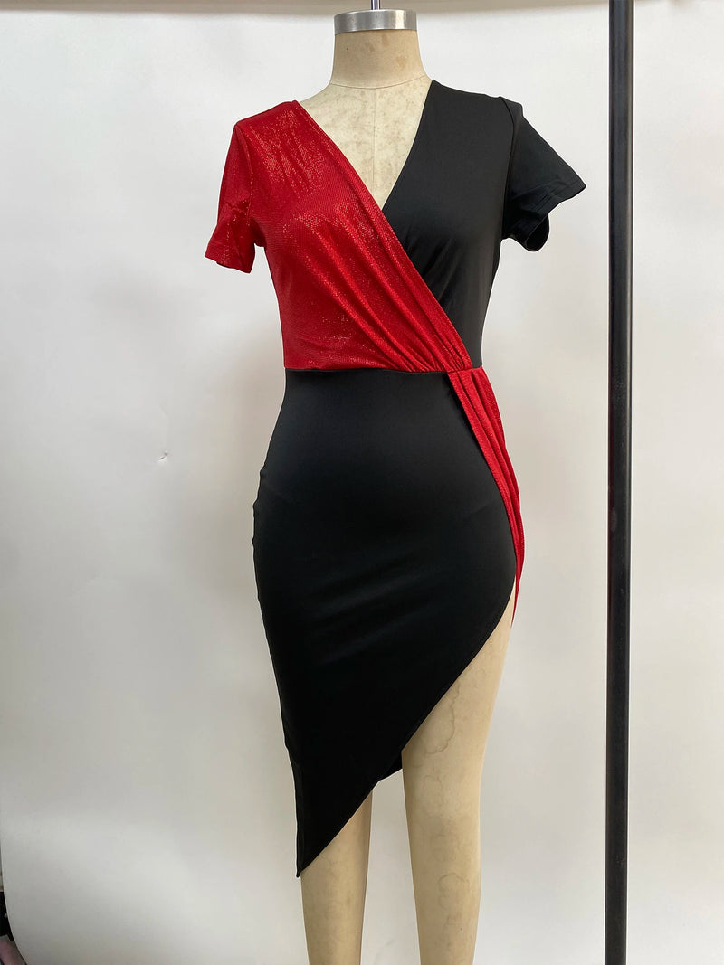 Temperament commuter skirt short-sleeved waist dress