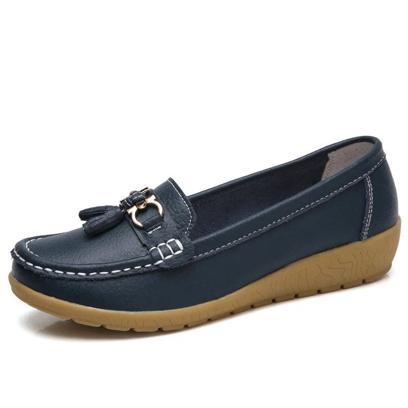 Genuine Leather Wedge Casual Shoes Ballerina