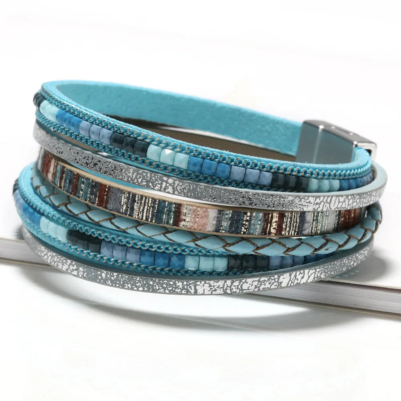 Multilayer Brown Leather Bracelet