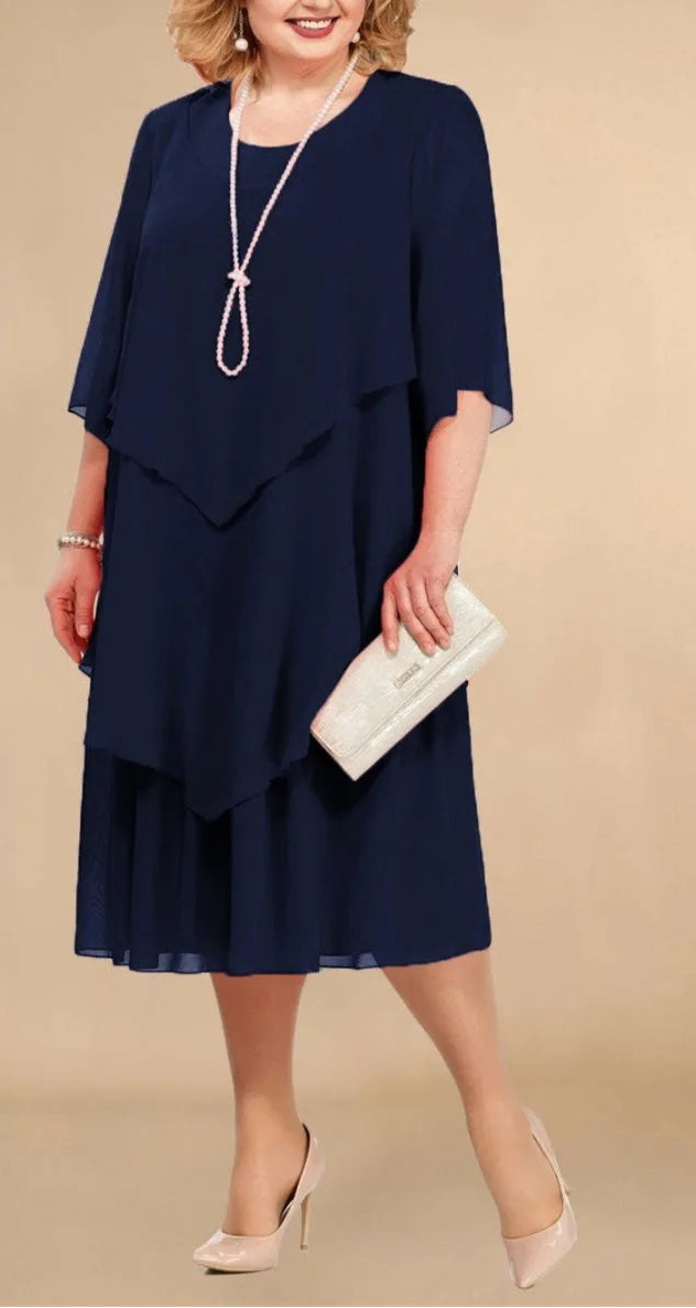 Plus Size Elegant Chiffon Dress Irregular