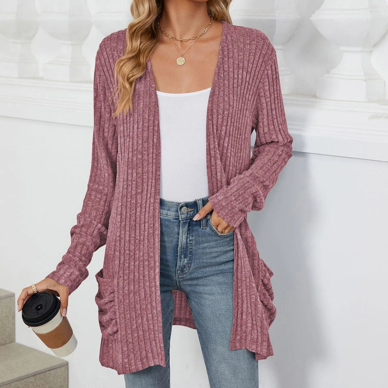 Lightweight 3/4 Sleeve Black Sweater Cardigan Casual