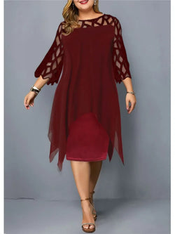 Plus Size Chiffon Dress Elegant Midi Party Dress