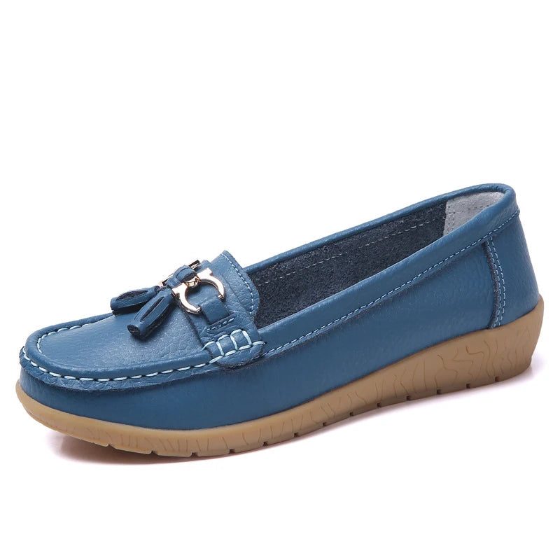 Genuine Leather Wedge Casual Shoes Ballerina