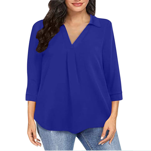 Plus Size Chiffon pullover oversized loose V-neck